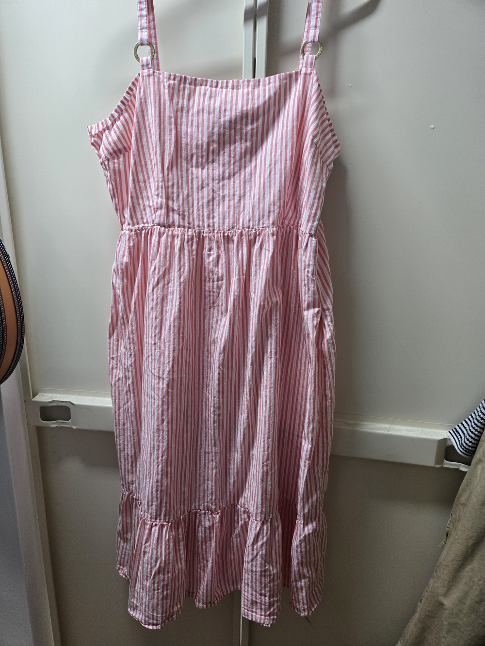 Michael Kors Pink Striped Sundress with Ruffle Hem